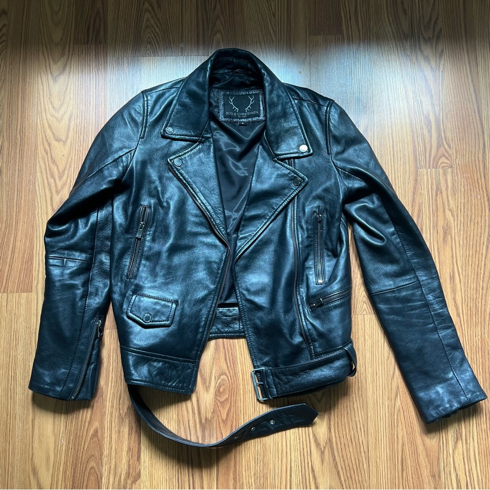 Beautiful genuine leather moto jacket